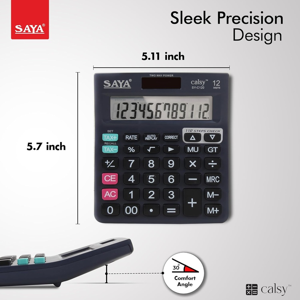 Saya Calsy SY-C120 Check and Correct Classic Desktop Calculator (12 Digit)