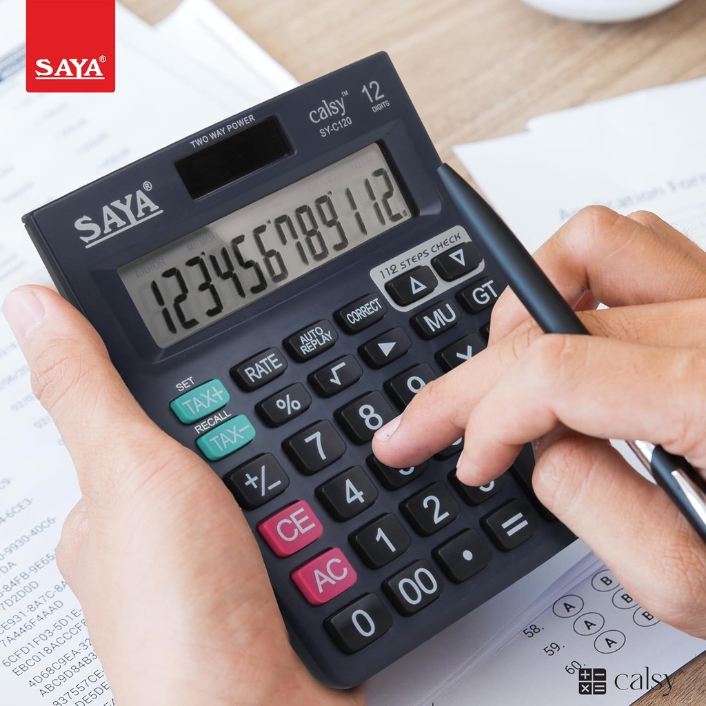 Saya Calsy SY-C120 Check and Correct Classic Desktop Calculator (12 Digit)