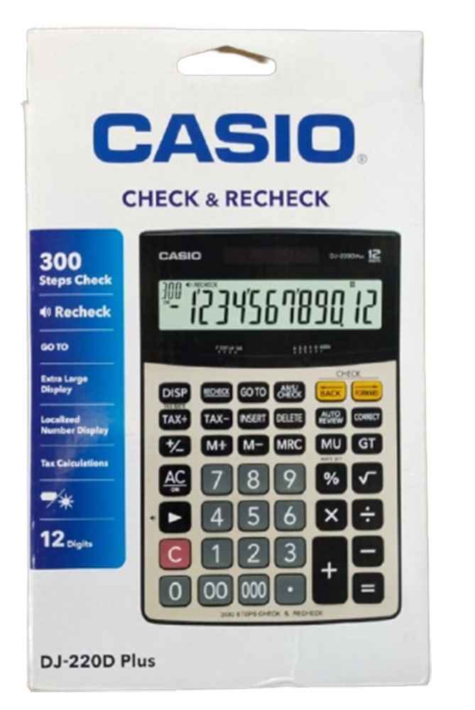 Casio DJ-220D Plus Premium Desktop Calculator Extra Large Display (12 Digits)