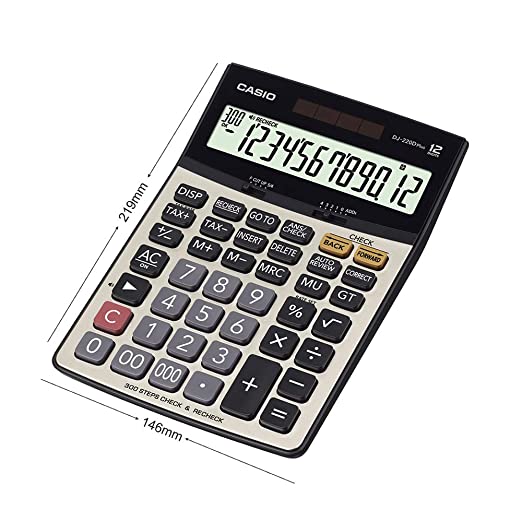 Casio DJ-220D Plus Premium Desktop Calculator Extra Large Display (12 Digits)