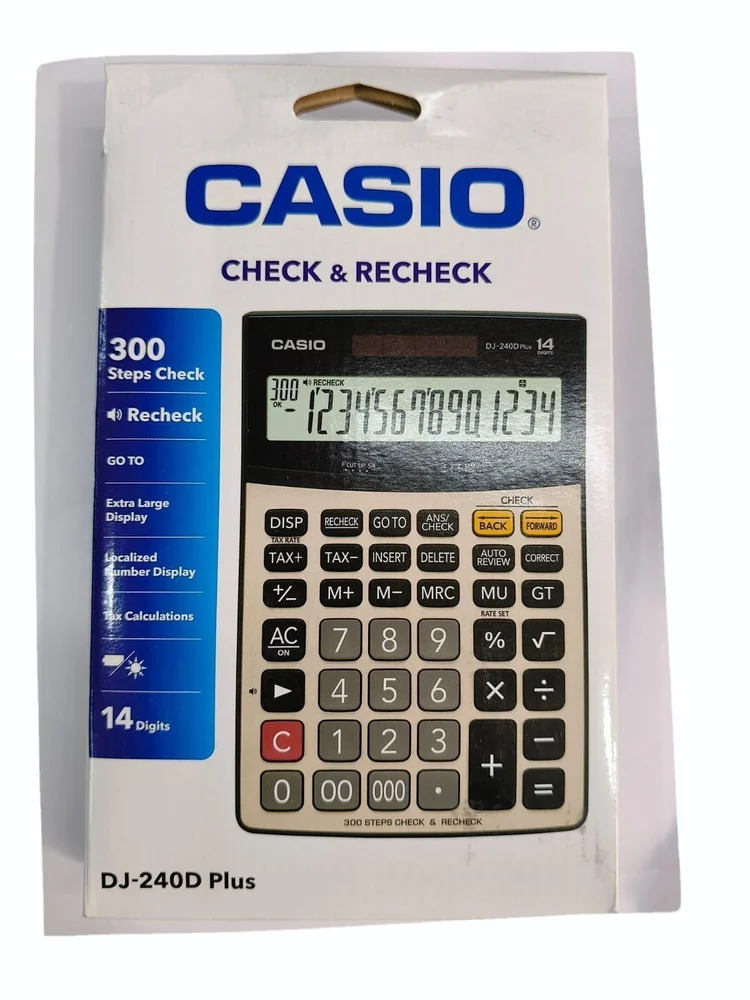 Casio DJ-240D Plus Premium Desktop Calculator Extra Large Display (14 Digits)