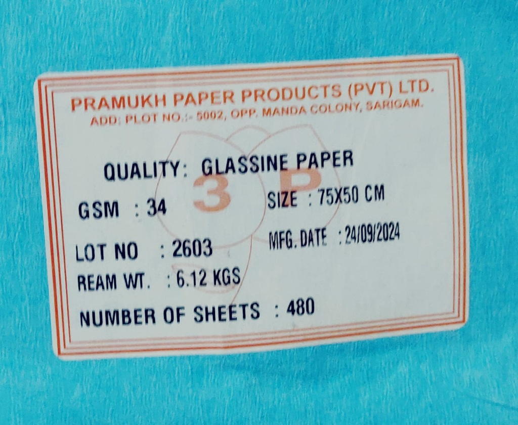 Pramukh Butter Paper/Glassine Paper 3.42 Kg 19 Gsm Size 20''x30'' (Pack of 480 Sheet)