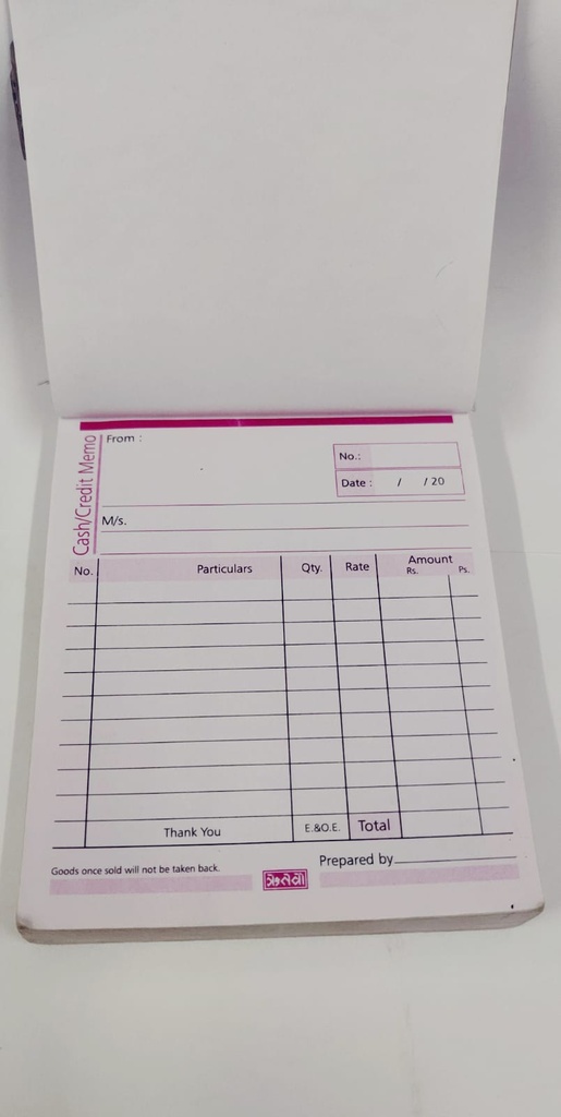 Cash Memo Book No.0  (Pack Of 12)