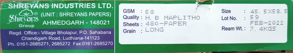 Shreyans 18x23 -7.4 Kg 58 Gsm 500 Sheet Price & Package ( Shreyans Paper )