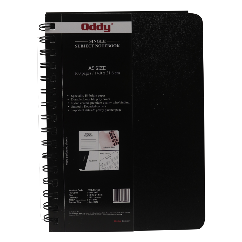 Oddy Wiro Notebook / Subject Notebook A5 160 Pages Spiral Diary