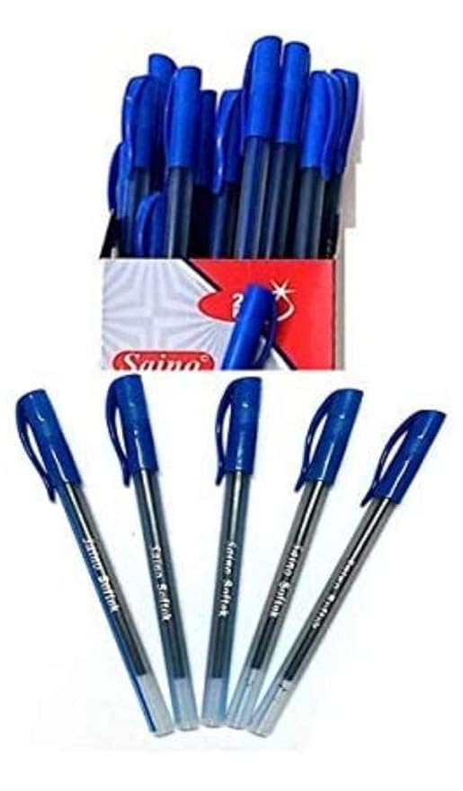 Saino Softek Use & Throw Ball Pen Blue Colour (Pack Of 20)