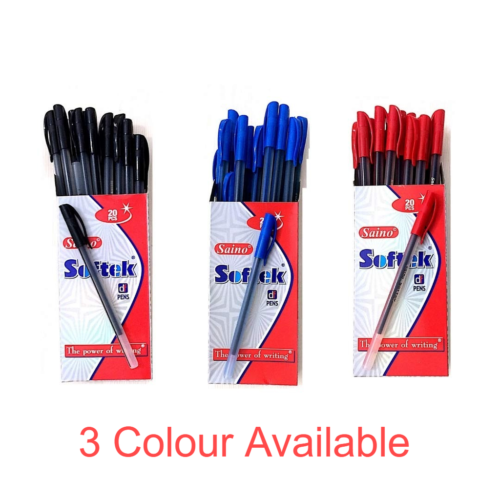 Saino Softek Use & Throw Ball Pen Blue Colour (Pack Of 20)