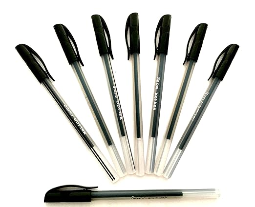 Saino Softek Use & Throw Ball Pen Black Colour (Pack Of 20)