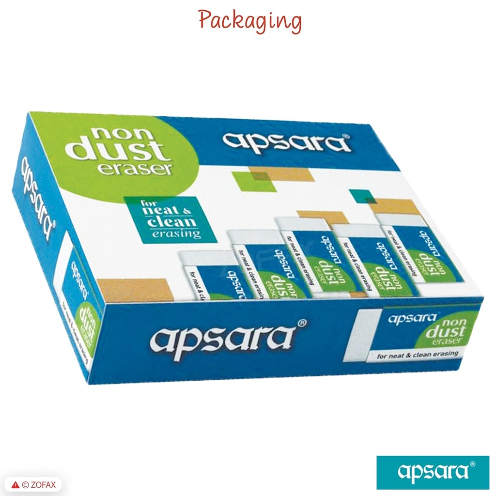 Apsara Non Dust Eraser Regular Size (Pack Of 20) | SHRI LALSHAH PAPERS ...