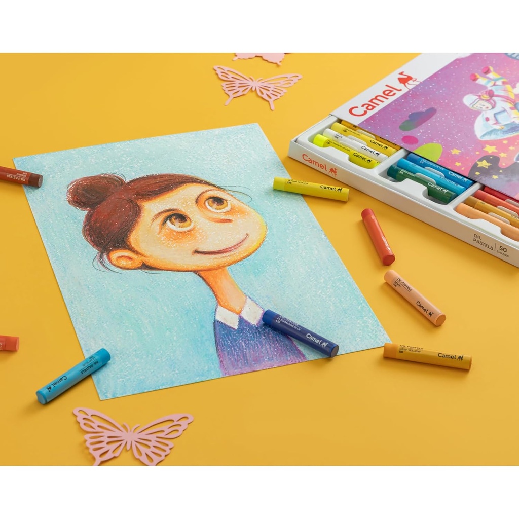 Camel Oil Pastels 25 Shades with Reusable Plastic Box