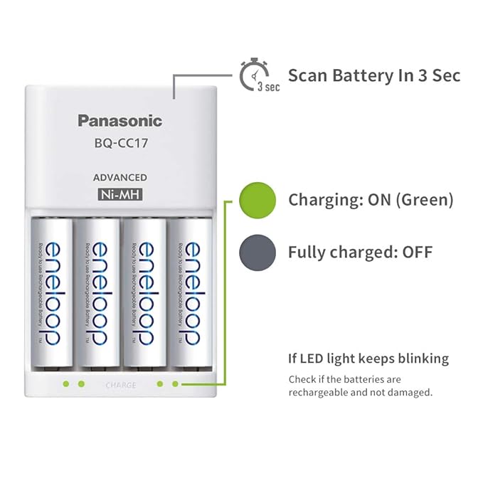 Panasonic Eneloop Battery Charger BQ-CC17N for AA & AAA rechargeable Batteries 