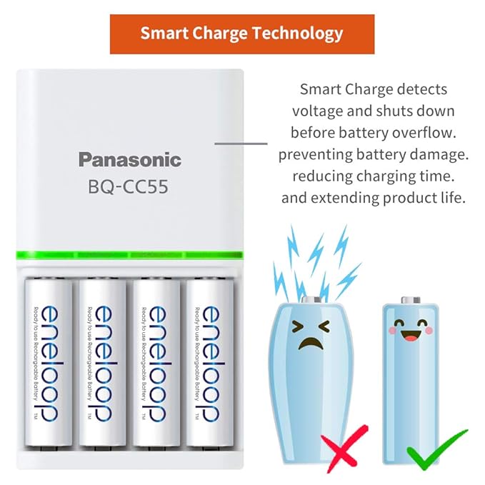 Panasonic Eneloop Battery Charger BQ-CC55N for AA & AAA rechargeable Batteries 