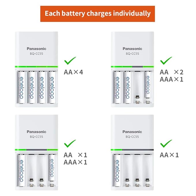 Panasonic Eneloop Battery Charger BQ-CC55N for AA & AAA rechargeable Batteries 