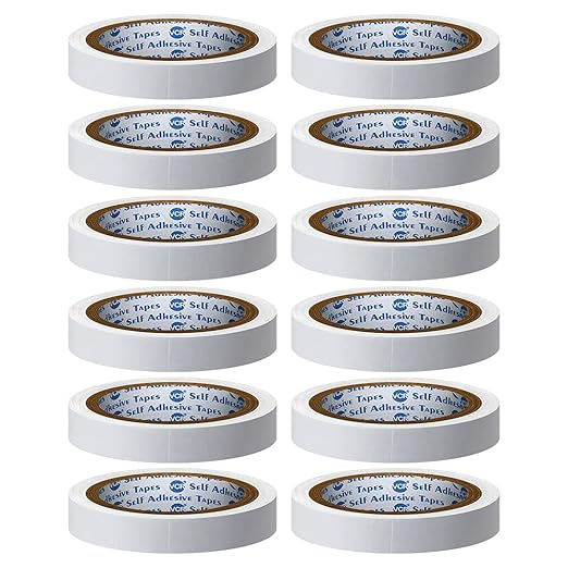 Kansuee Double Sided Tissue Tape 0.5 Inch 12mm x 20mtr (Pack Of 24)
