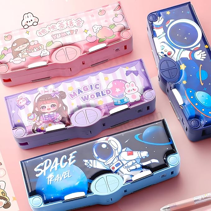 LH-229 Magnet Pencil Box 4 Button with Scissors & Cellotape 