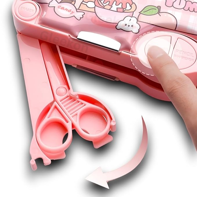 LH-229 Magnet Pencil Box 4 Button with Scissors & Cellotape 