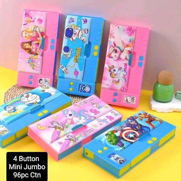 JCC-2070 Jumbo Unicorn Multifunctional Magnetic Pencil Box 4 Button 