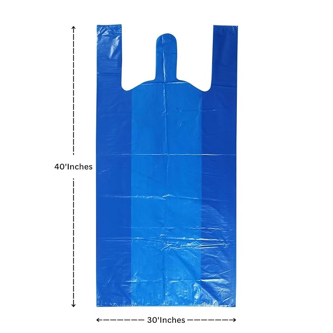  Blue Colour Jumbo Plastic Carry Bag, 27x30 Inch (Handle Bag)