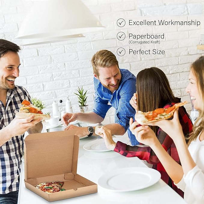 Pizza Box Plan Corrugated Brown 7x7x1.5 Inch (Pack Of 100)