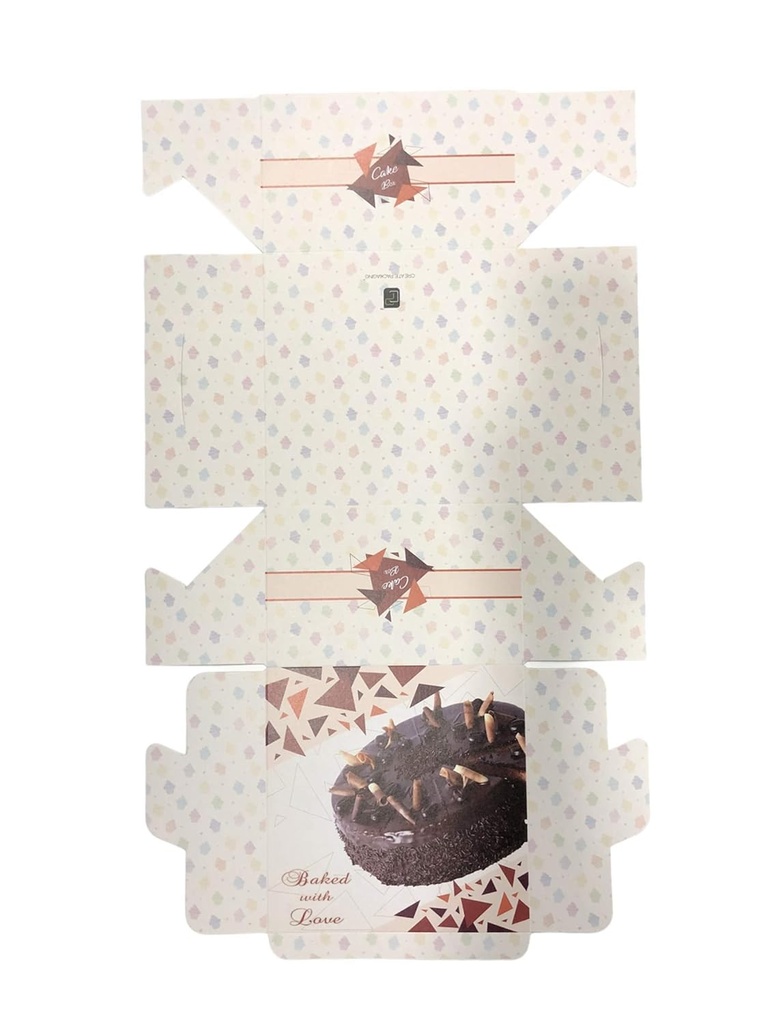 Cake Box Multi Printed Size 8x8x5 Inch, For 500gm Cake (Pack Of 50)