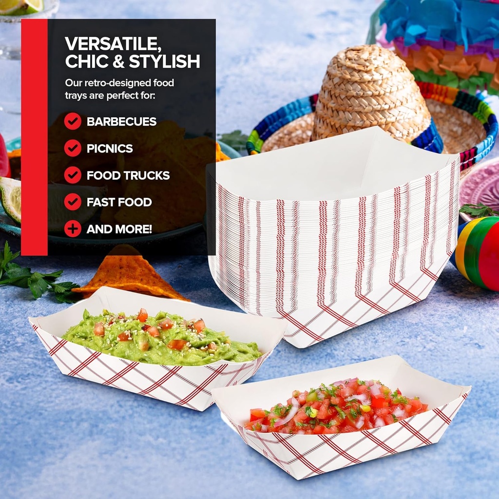 Paper Food Boat Tray Size 5.25x3.25x2.25 Inch (Pack Of 50)