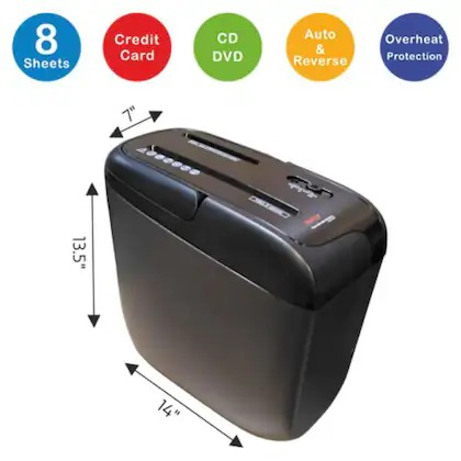 Oddy Paper Shredder Machines 8 Sheets Cross Cut