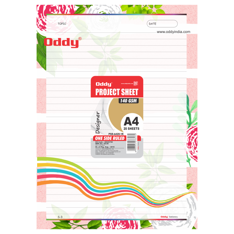 Oddy Project Sheet Design A4 140 Gsm  (Pack Of 20)