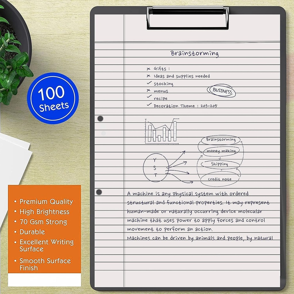 Project Paper A4 One Side Ruled Paper (Pack of 100)