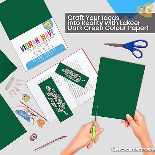 Pastel Colour Paper A3 Size 160 Gsm Dark Green Colour Double Sided (Pack Of 20)