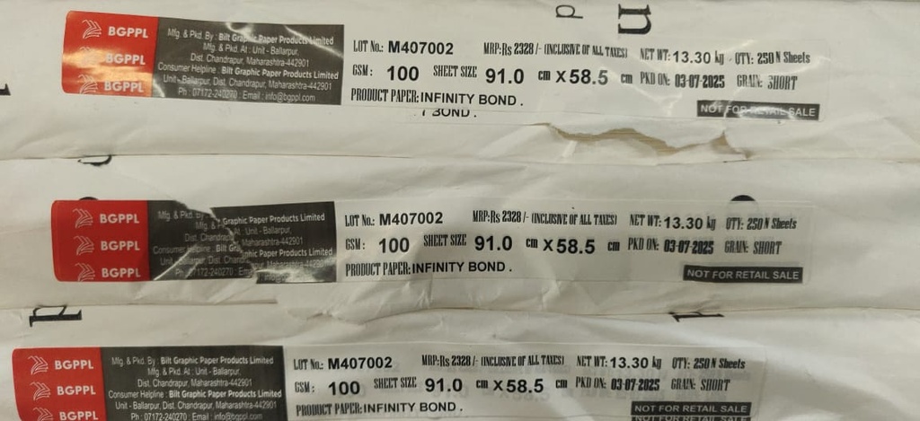Ballarpur Infinity Bond 23x36 100 Gsm 26.6 Kg (1 Ream/500 Sheet)