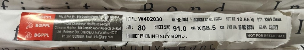 Ballarpur Infinity Bond 23x36 21.3 Kg/80 Gsm (1 Ream/500 Sheet)