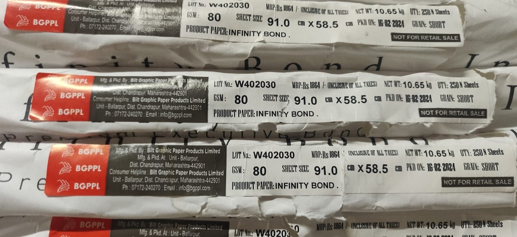 Ballarpur Infinity Bond 23x36 21.3 Kg/80 Gsm (1 Ream/500 Sheet)