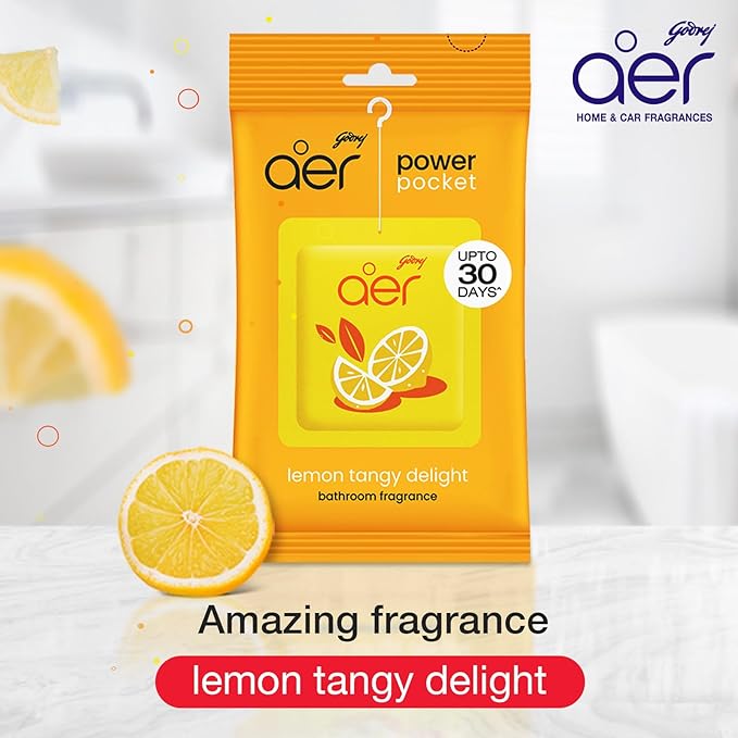Godrej Aer Power Pocket Lemon Tangy Delight 10g (Air Freshener Pouch) 