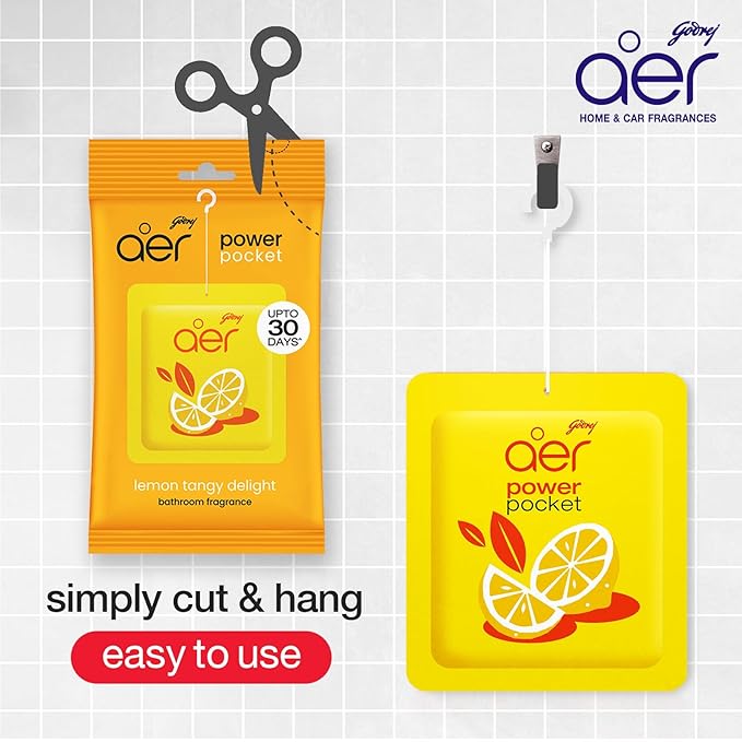 Godrej Aer Power Pocket Lemon Tangy Delight 10g (Air Freshener Pouch) 