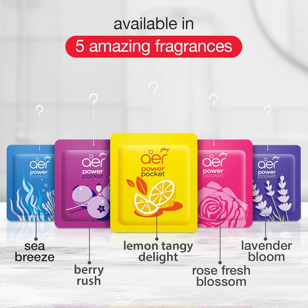Godrej Aer Power Pocket Lemon Tangy Delight 10g (Air Freshener Pouch) 