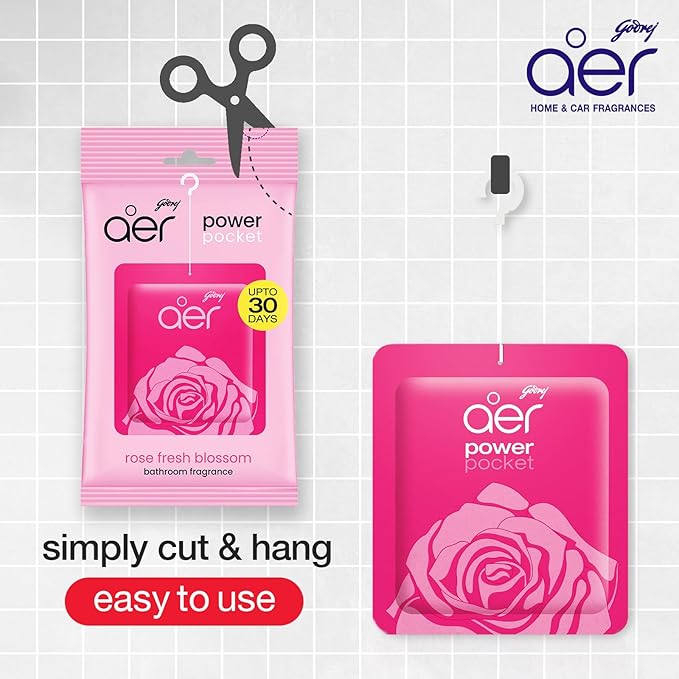 Godrej Aer Power Pocket Rose Fresh Blossom 10g (Air Freshener Pouch)