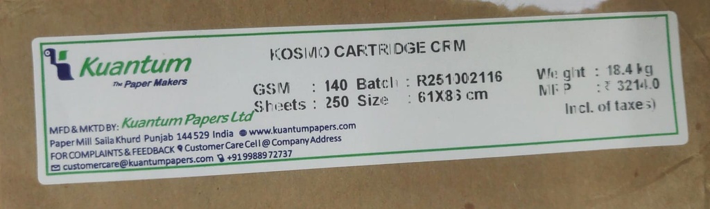 Kuantum Drawing Paper 24x34 140 Gsm 36.8 Kg (1 Ream/500 Sheet)