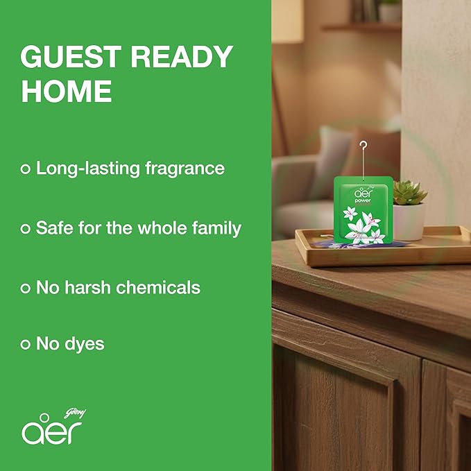Godrej Aer Power Pocket Jasmine Floral Delight 10g (Air Freshener Pouch)