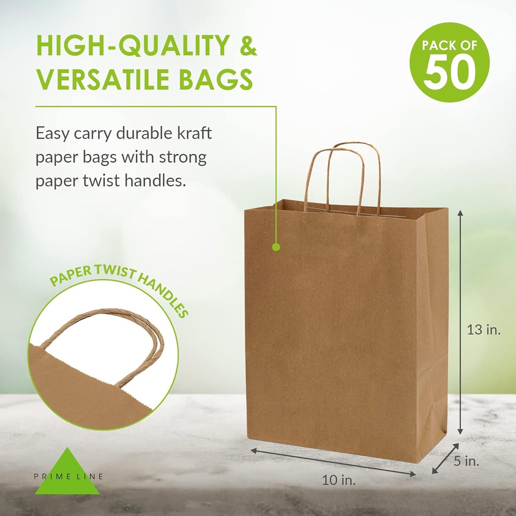 Brown Kraft Paper Bags with Twisted Handles 10"x5"x13" Inch 150 Gsm (Pack of 25)