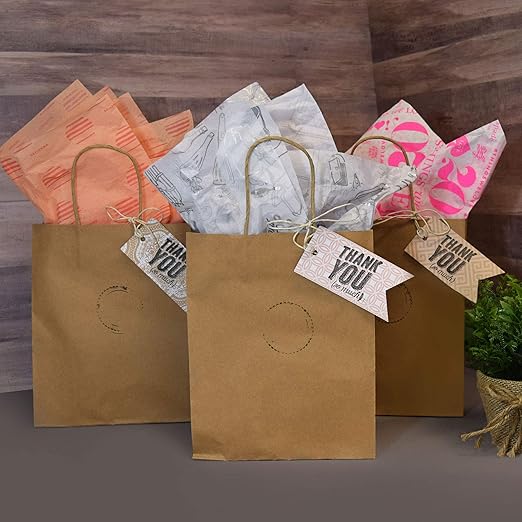 Brown Kraft Paper Bags with Twisted Handles 10"x5"x13" Inch 150 Gsm (Pack of 25)