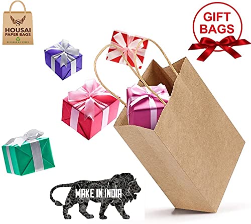 Brown Kraft Paper Bags with Twisted Handles 12.6"x4.75"x14.55" Inch 150 Gsm (Pack of 25)