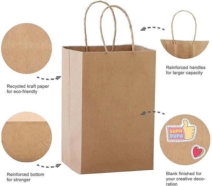 Brown Kraft Paper Bags with Twisted Handles 12.6"x4.75"x14.55" Inch 150 Gsm (Pack of 25)