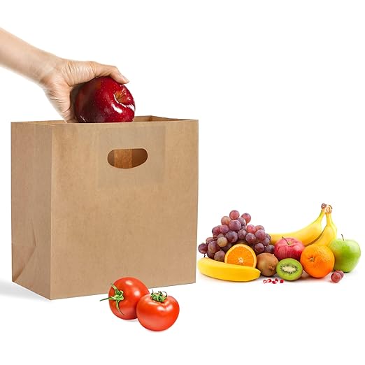 Brown Kraft Paper Bags with D-Cut Handles 11"x6"x11" Inch 150 Gsm (Pack of 25) 