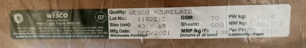 Westcoast Ledger 17x27 -10.4 Kg 70 Gsm 500 Sheet Price & Package ( Westcoast Paper )