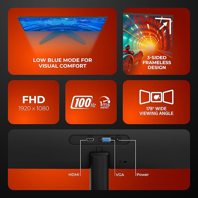 AOC Monitor 24B36H / 23.8 Inch 100Hz IPS Monitor IPS 1920×1080 Full HD Display 