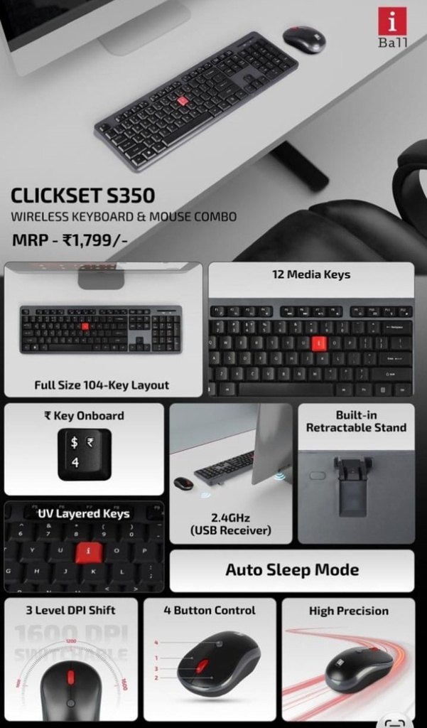 IBall ClickSet S350 Wireless Combo Set (Keyboard & Mouse)