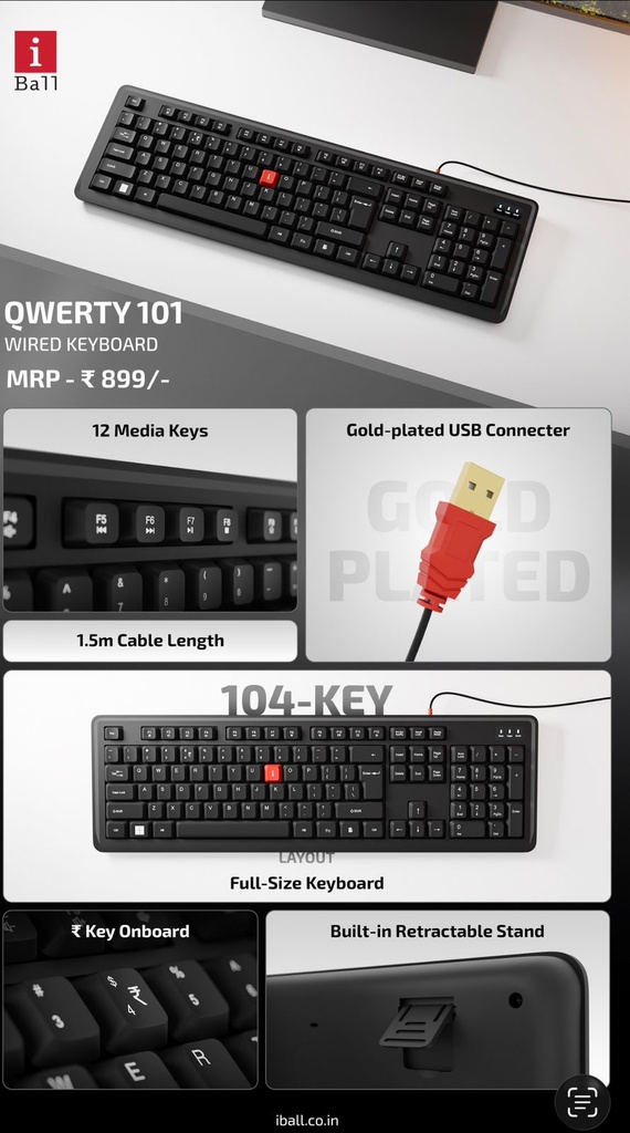 iBall Qwerty 101 (iBall Deskey) Wired USB Keyboard