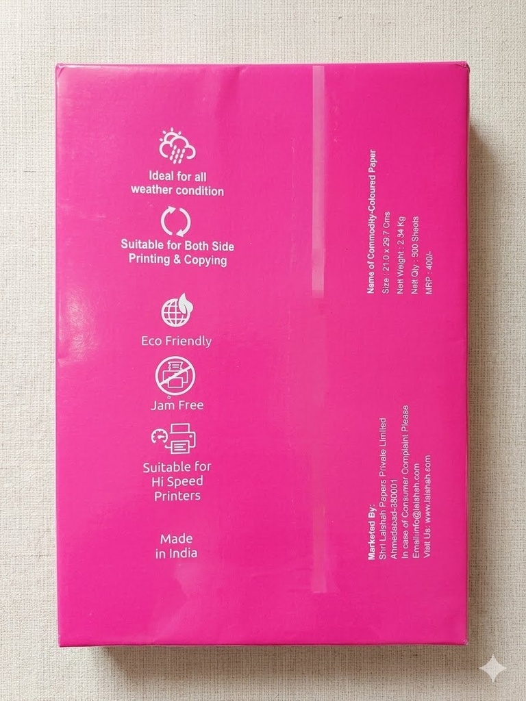 Redking Premium A4 Colour Copier Paper 75 GSM, 500 Sheets Vibrant Pink Color