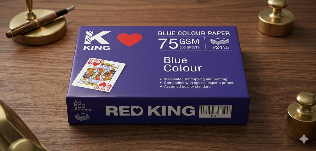 Redking Premium A4 Colour Copier Paper 75 GSM, 500 Sheets Vibrant Blue Color