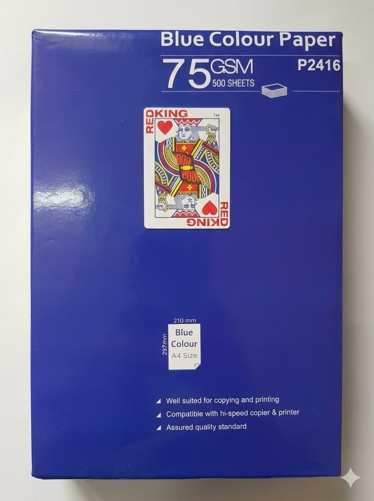 Redking Premium A4 Colour Copier Paper 75 GSM, 500 Sheets Vibrant Blue Color